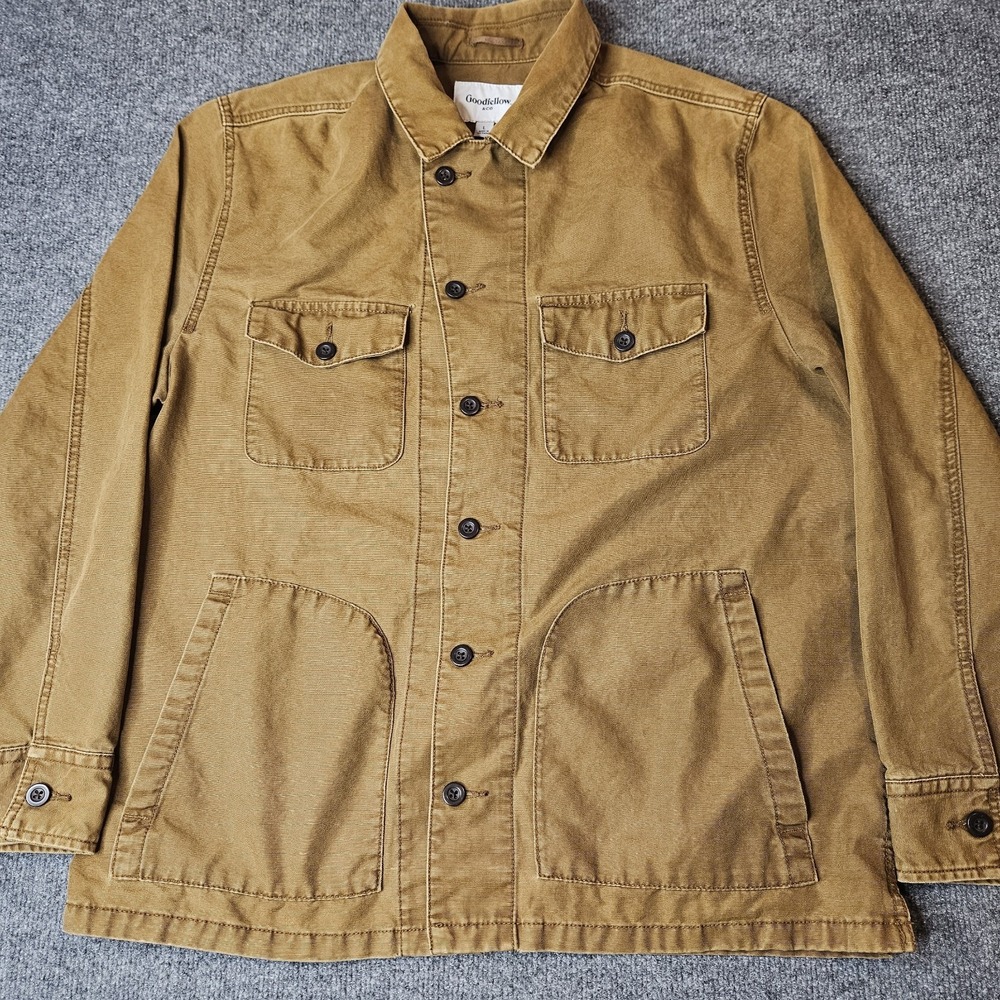 Mens Canvas Chore Jacket Barn Coat Goodfellow Size Large Tan Utilitarian